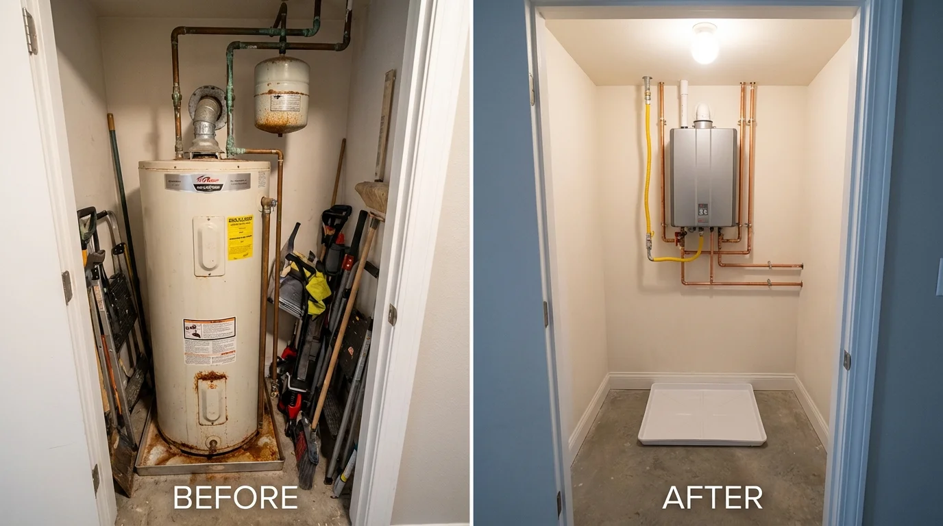 Tank water heater versus wall-mounted tankless unit comparison for Mendota, CA homeowners